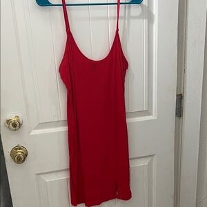 SHEIN Bright Red Ribbed Slip dress